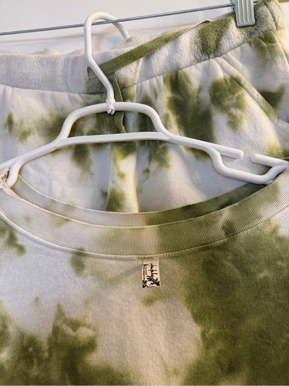 Free People Green Tie-Dye Oversized Sweatshirt set with shorts